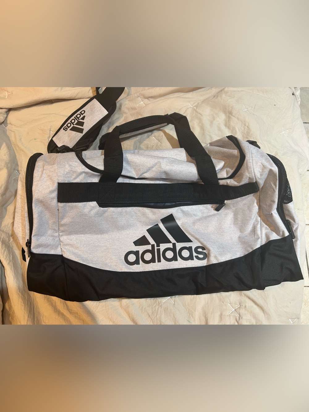 adidas Grey and Black Men’s Duffel Bag with Logo